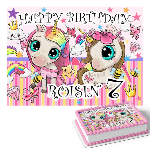 Cute Unicorns (Rectangle Cake Topper)