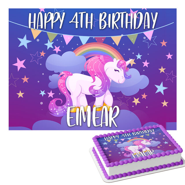 Unicorn (Rectangle Cake Topper)