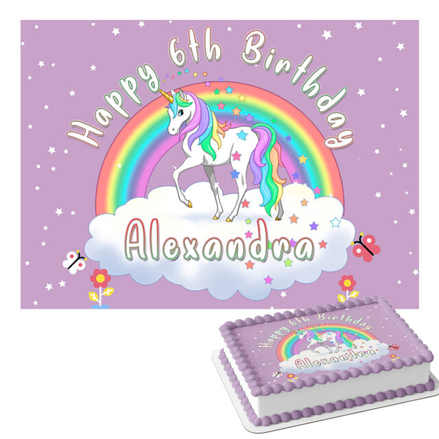 Unicorns on a Rainbow (Rectangle Cake Topper)