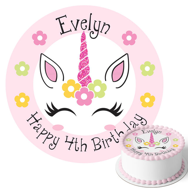 Unicorn (Round Cake Topper)