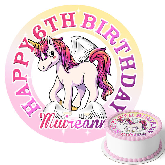 Unicorn (Round Cake Topper)