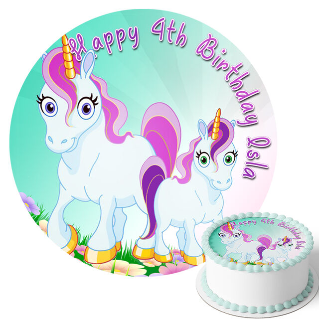 Unicorn (Round Cake Topper)