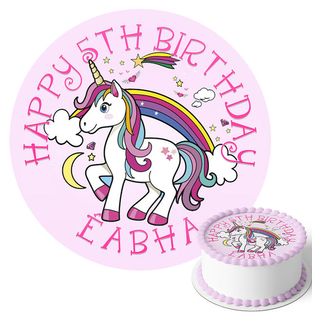 Cute Unicorns (Round Cake Topper)