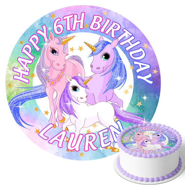 Unicorn (Round Cake Topper)