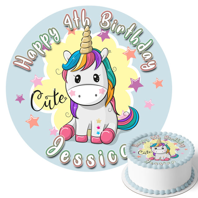 Unicorn (Round Cake Topper)