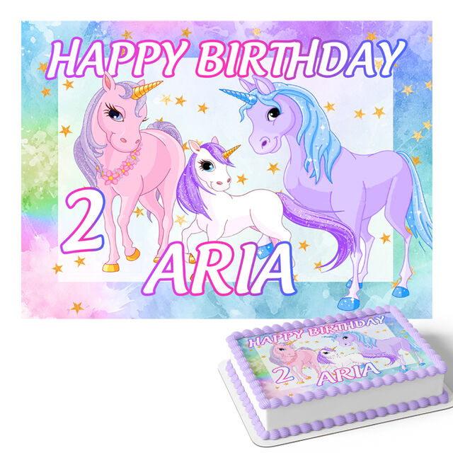 Unicorns (Rectangle Cake Topper)