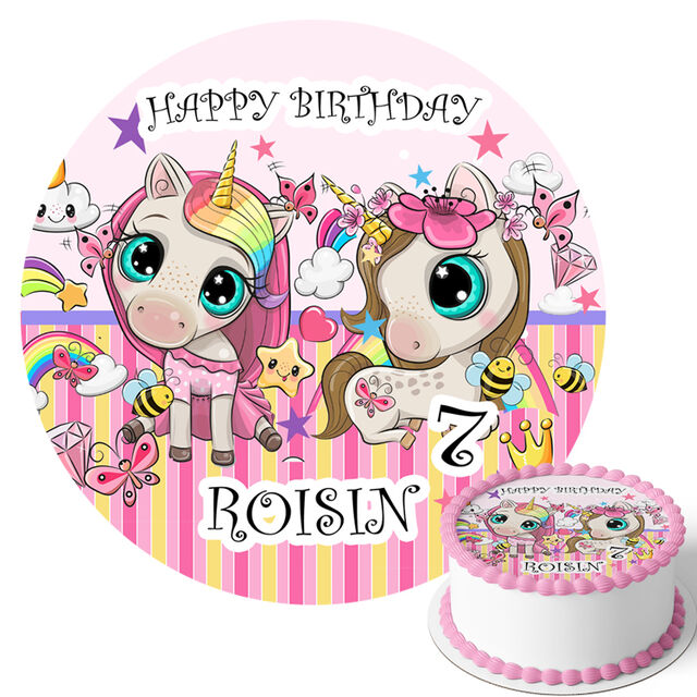 Unicorn (Round Cake Topper)