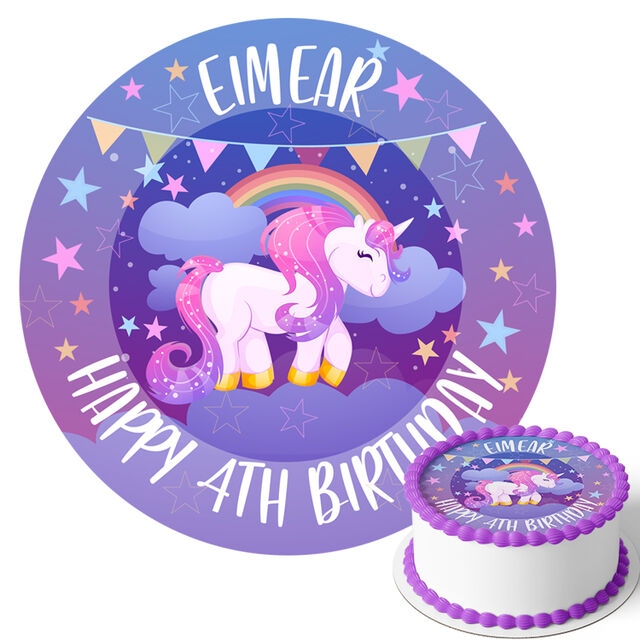 Unicorn (Round Cake Topper)