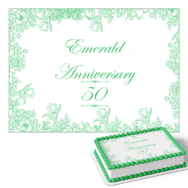 Emerald Wedding Anniversary (Rectangle Cake Topper)