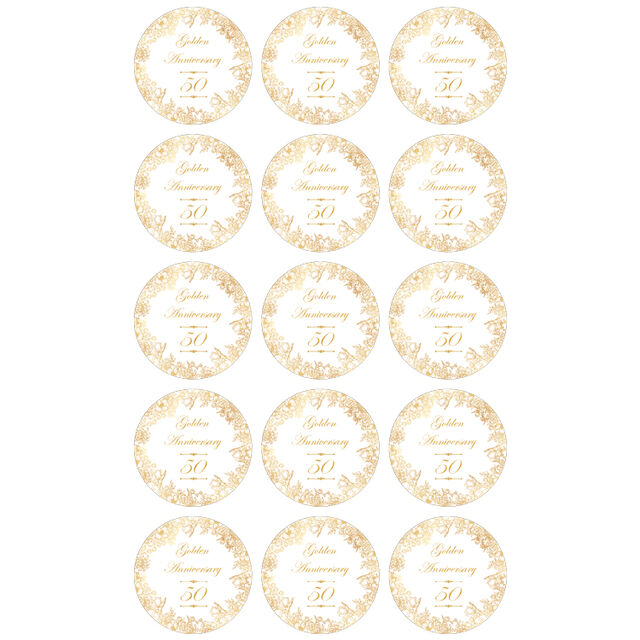 Golden Wedding Anniversary (Cupcake Toppers)