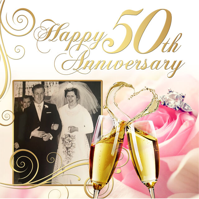 50th Wedding Anniversary (Square Cake Topper)