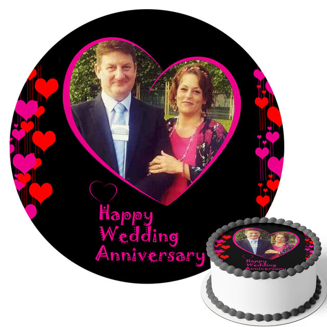 Happy Wedding Anniversary (Round Cake Topper)