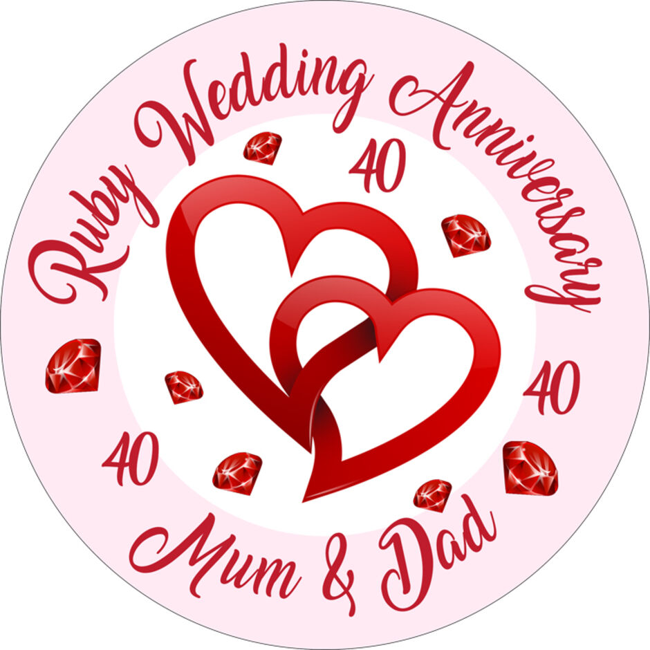 Ruby-Wedding-Anniversary-Personalised-Round-Edible-Cake-Topper-a