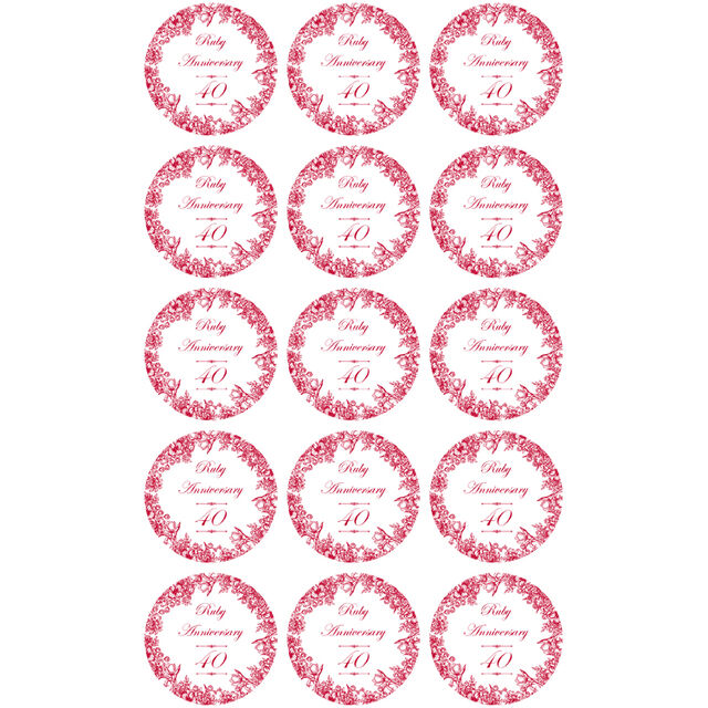 Ruby Wedding Anniversary (Cupcake Toppers)