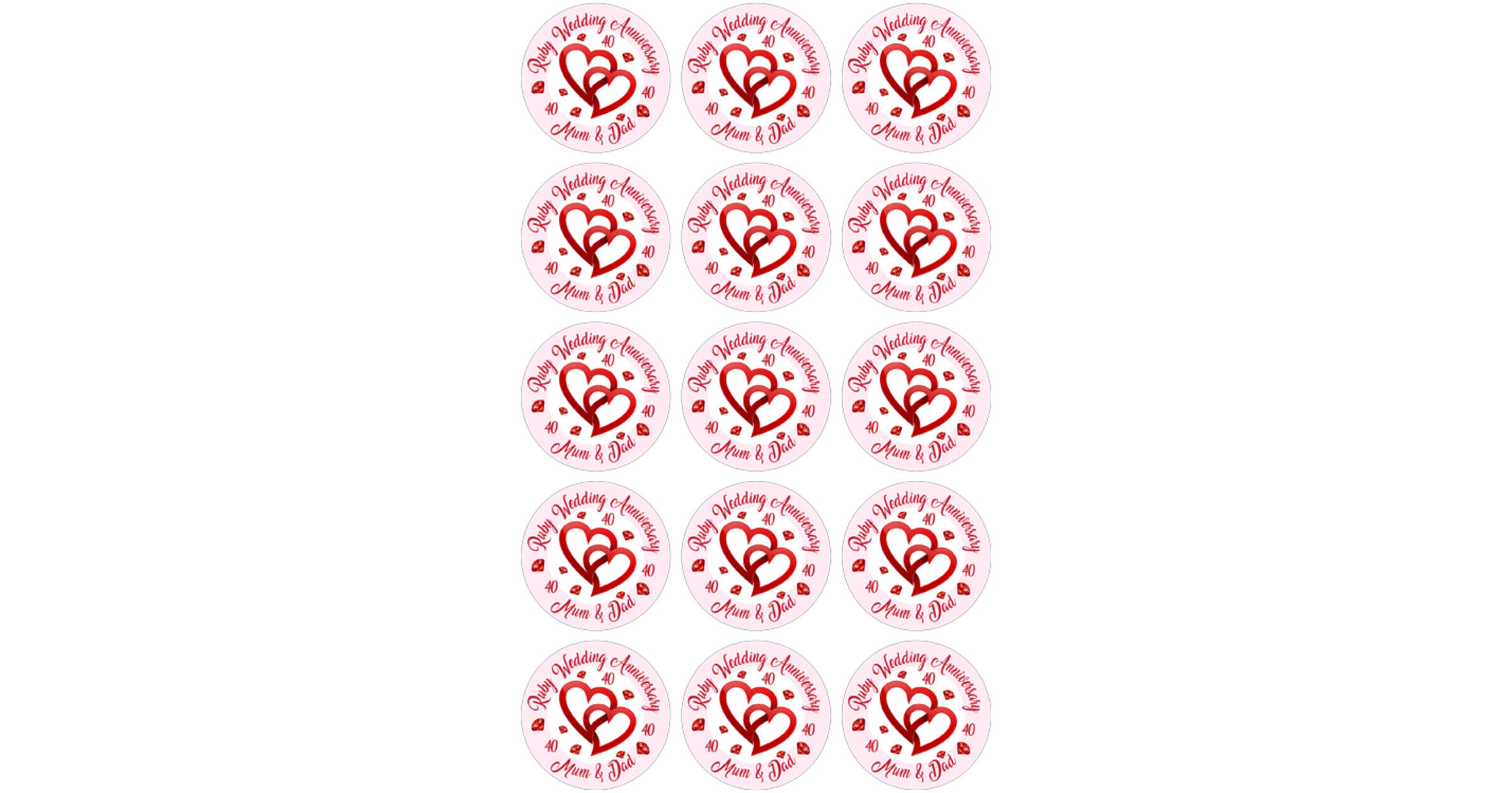 Ruby Wedding Anniversary (Cupcake Toppers)