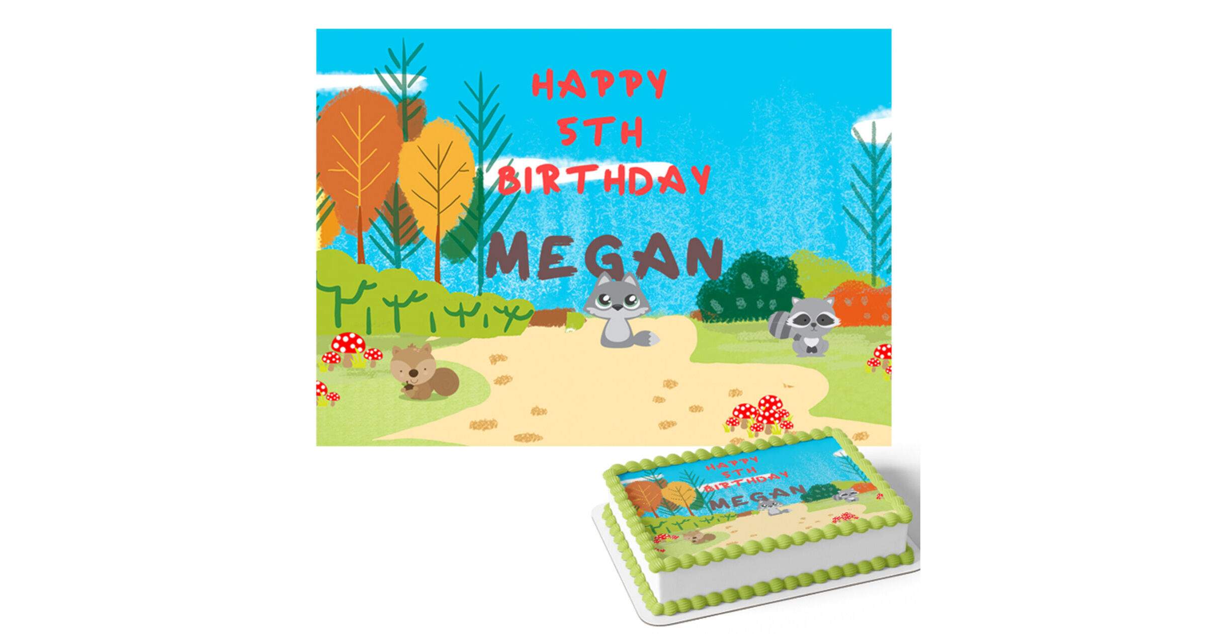 Woodland Theme (Rectangle Cake Topper)