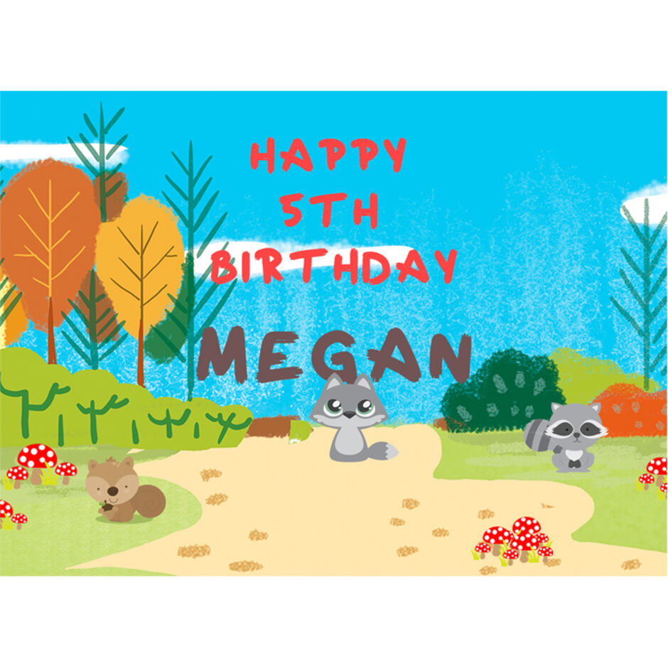 Woodland-Theme-Personalised-Rectangle-Edible-Cake-Topper