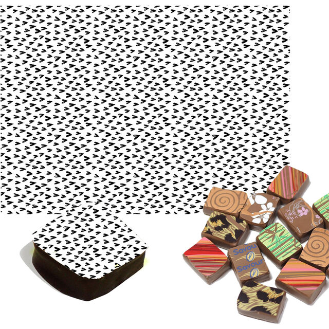 Love Hearts Black & White Chocolate Transfers