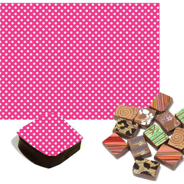 Pink Poka Dots Chocolate Transfers