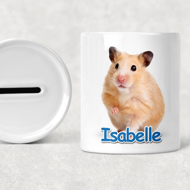 Hamster (Blue Text) Themed Money Box