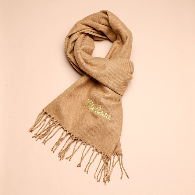 Personalised Embroidered Adult Biscuit Woven Scarf