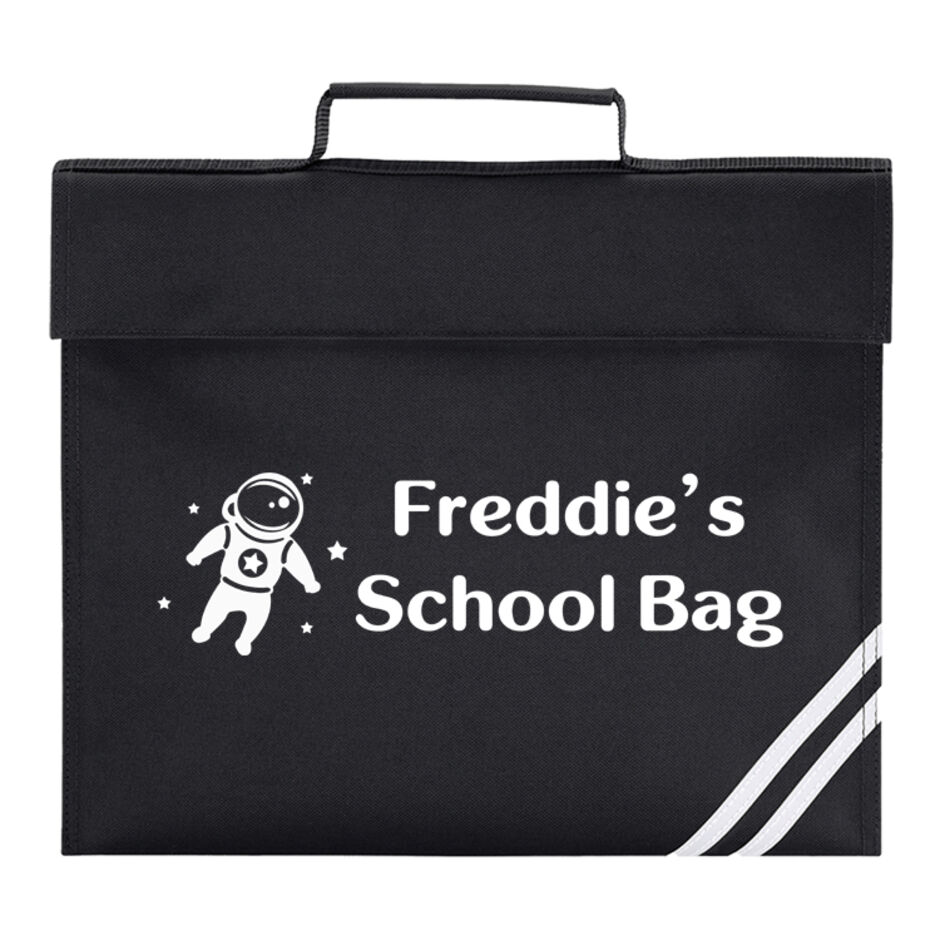 Childrens-Space-Astronaute-Personalised-Theme-Black-School-Book-Bag