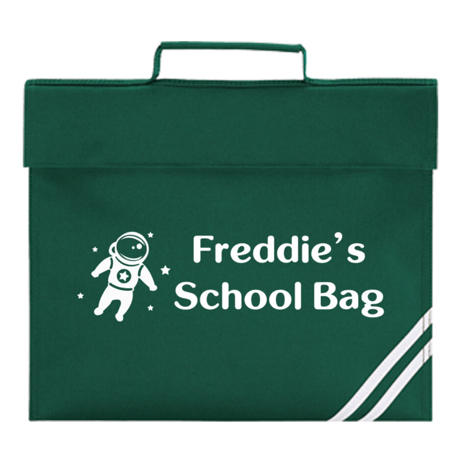 Childrens-Space-Astronaute-Personalised-Theme-Bottle-Green-School-Book-Bag