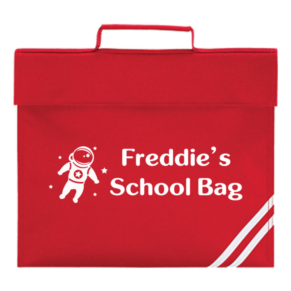 Childrens-Space-Astronaute-Personalised-Theme-Red-School-Book-Bag