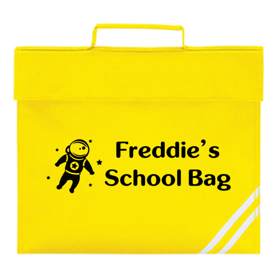 Childrens-Space-Astronaute-Personalised-Theme-Yellow-School-Book-Bag