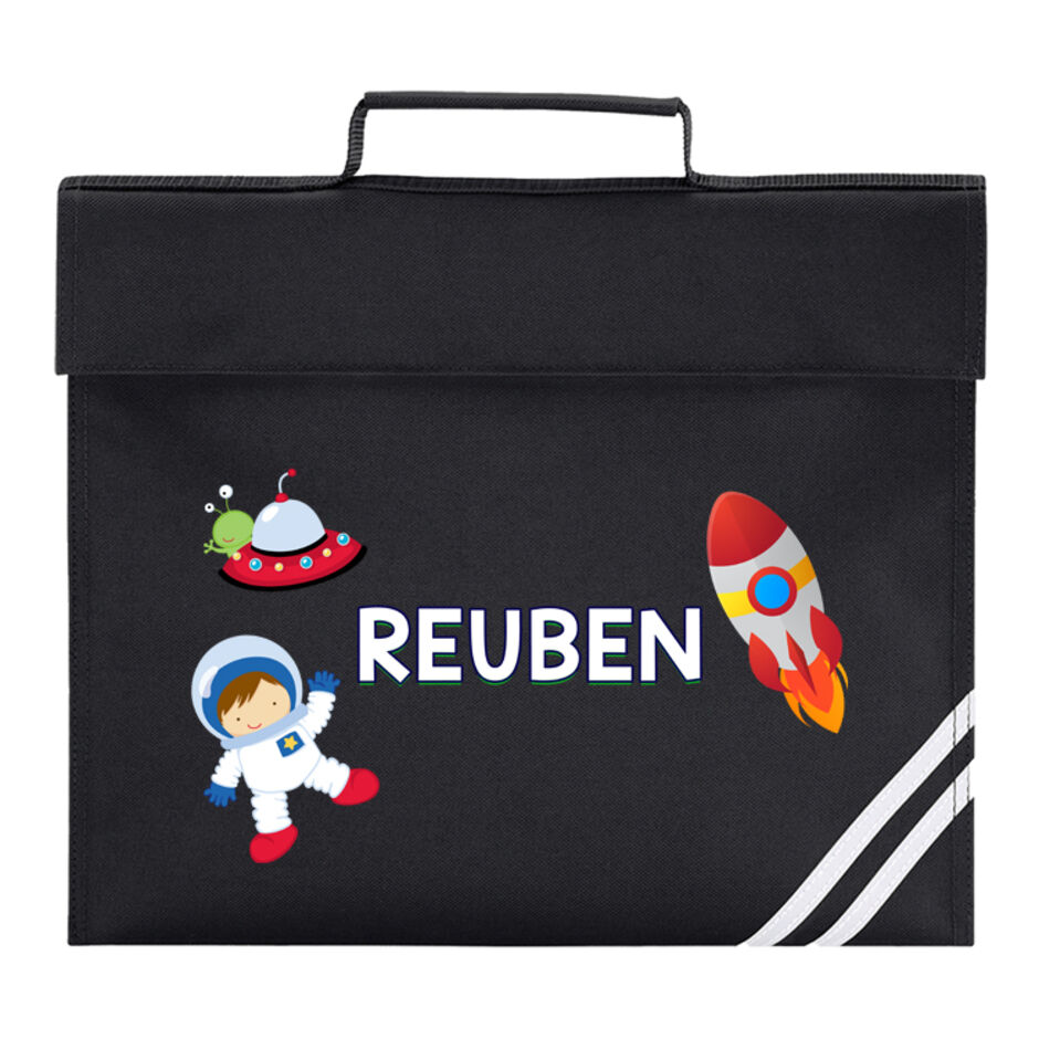 Childrens-Space-Theme-Personalised-Black-School-Book-Bag