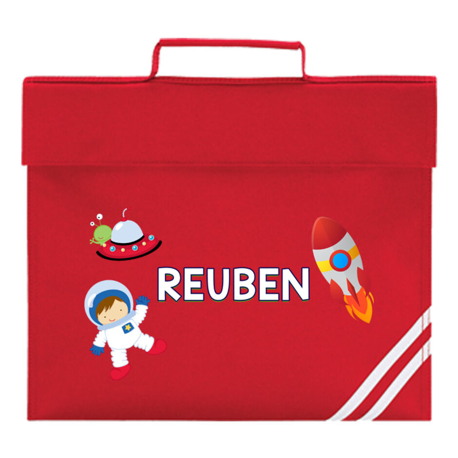 Childrens-Space-Theme-Personalised-Red-School-Book-Bag