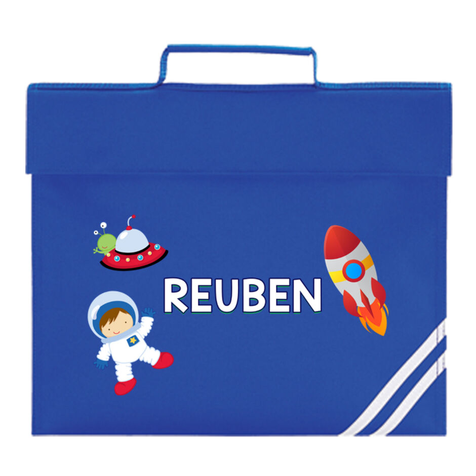 Childrens-Space-Theme-Personalised-Royal-Blue-School-Book-Bag