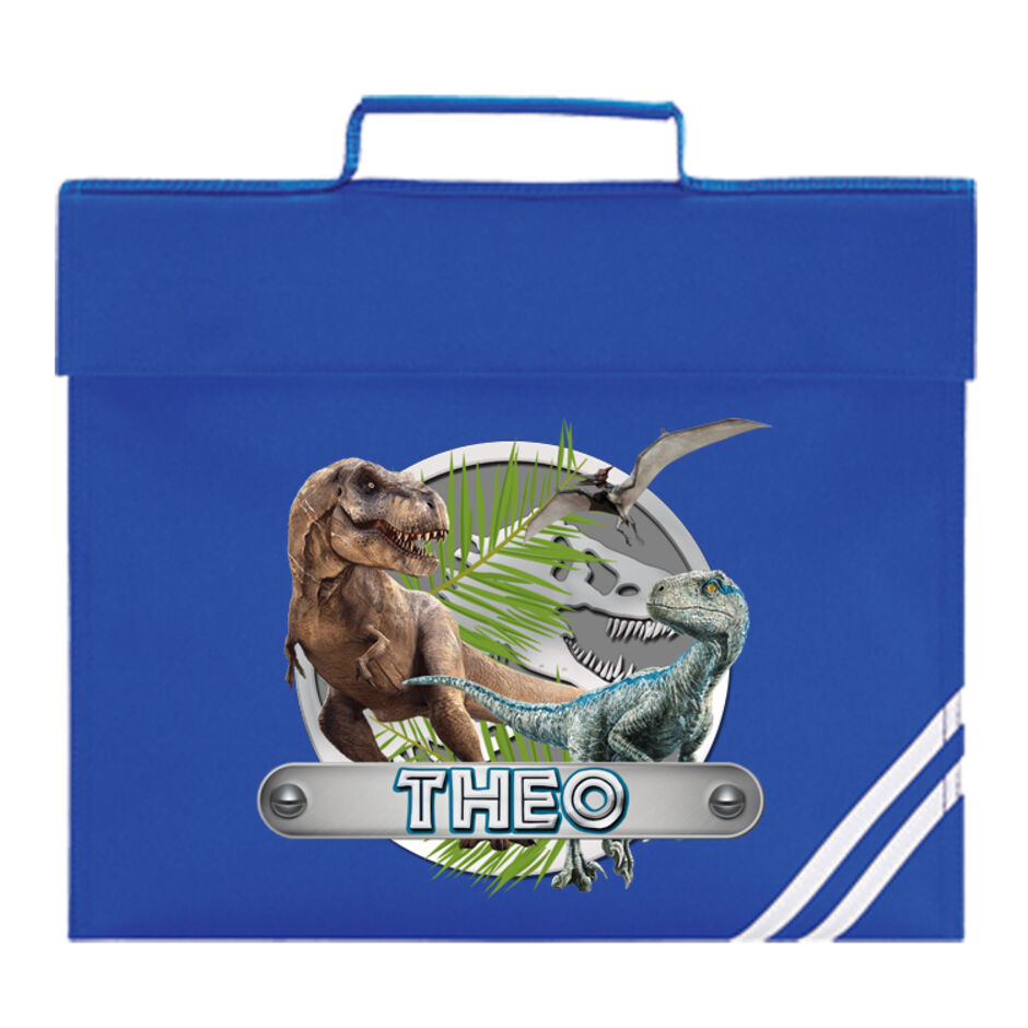 Dinosaur-Theme-Personalised-Blue-School-Book-Bag
