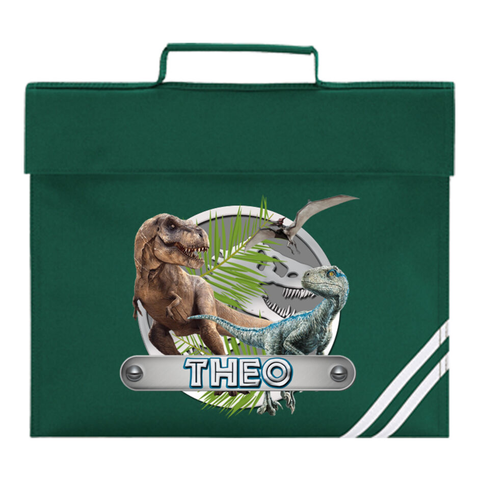 Dinosaur-Theme-Personalised-Green-School-Book-Bag