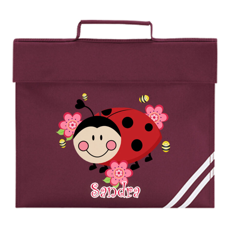 Lady-Bird-Theme-Personalised-Burgundy-School-Book-Bag