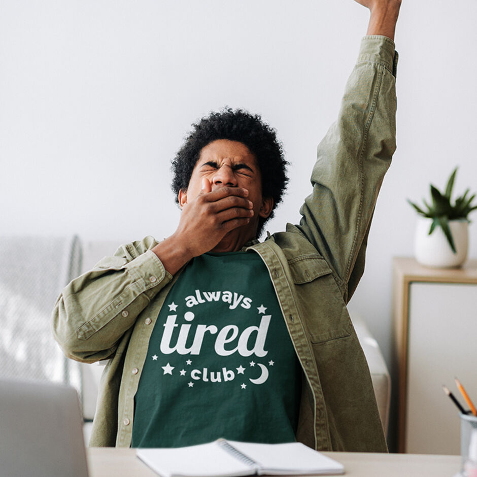 Always-Tired-Club-Male-Short-Sleeve-Green-T-Shirt