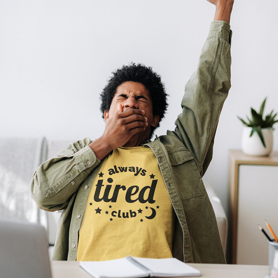 Always-Tired-Club-Male-Short-Sleeve-Yellow-T-Shirt