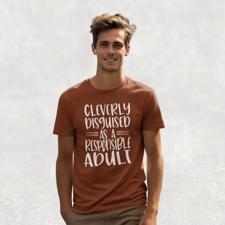 Cleverly-Disquised-as-a-Responsible-Adult-Male-Brown-Short-Sleeve-T-Shirt