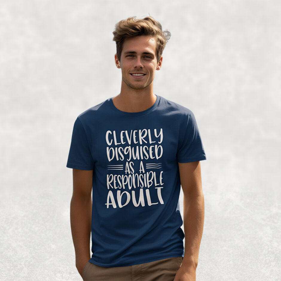 Cleverly-Disquised-as-a-Responsible-Adult-Male--Navy-Short-Sleeve-T-Shirt