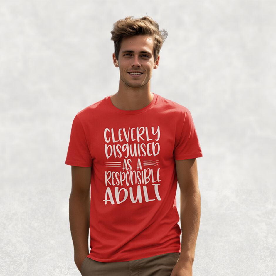 Cleverly-Disquised-as-a-Responsible-Adult-Male-Red-Short-Sleeve-T-Shirt