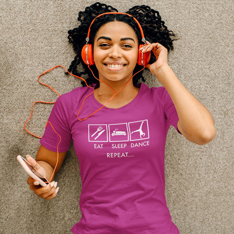 Eat-Sleep-Dance-Repeat-Short-Sleeve-Female---Fuchsia-T-Shirt