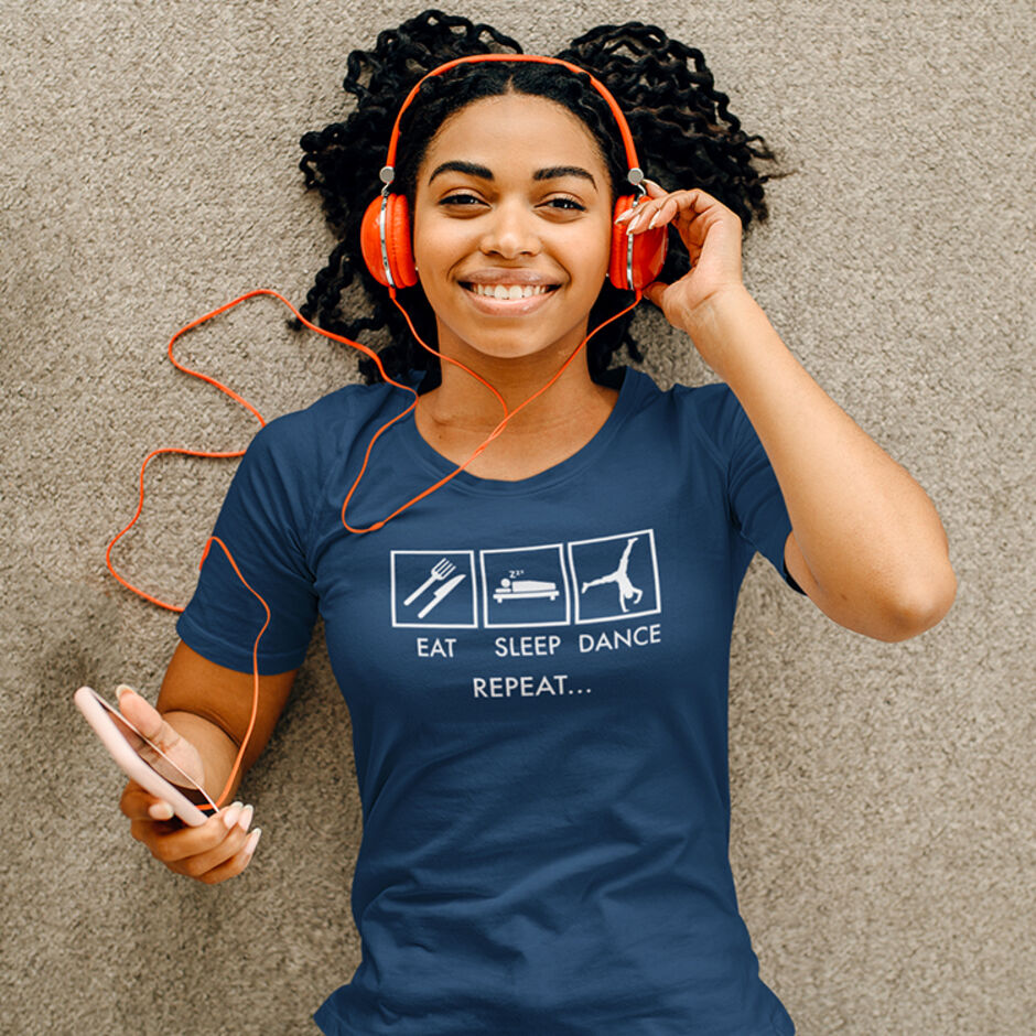 Eat-Sleep-Dance-Repeat-Short-Sleeve-Female---Navy T-Shirt