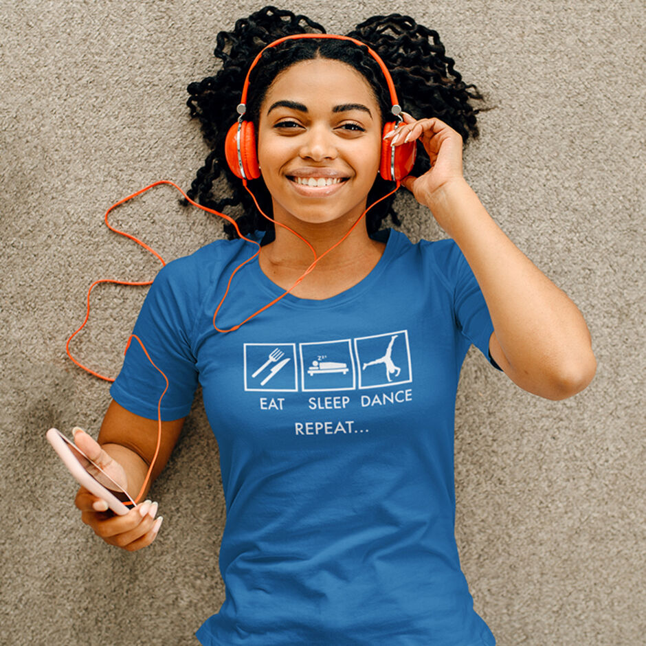 Eat-Sleep-Dance-Repeat-Short-Sleeve-Female---Royal-Blue-T-Shirt