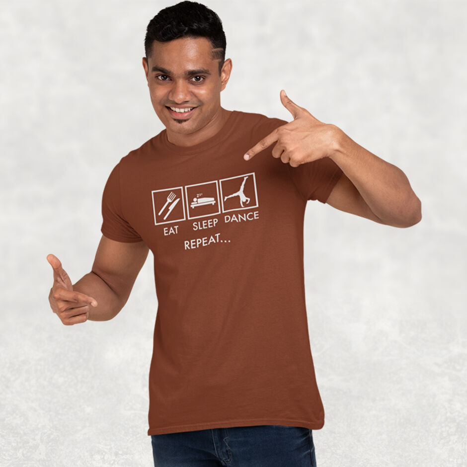 Eat-Sleep-Dance-Repeat-Short-Sleeve-Male-Brown-T-Shirt