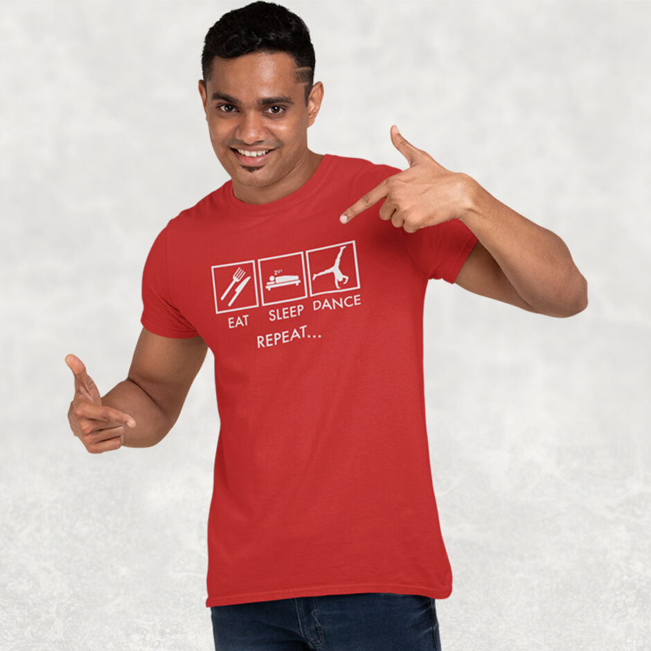 Eat-Sleep-Dance-Repeat-Short-Sleeve-Male-Red-T-Shirt