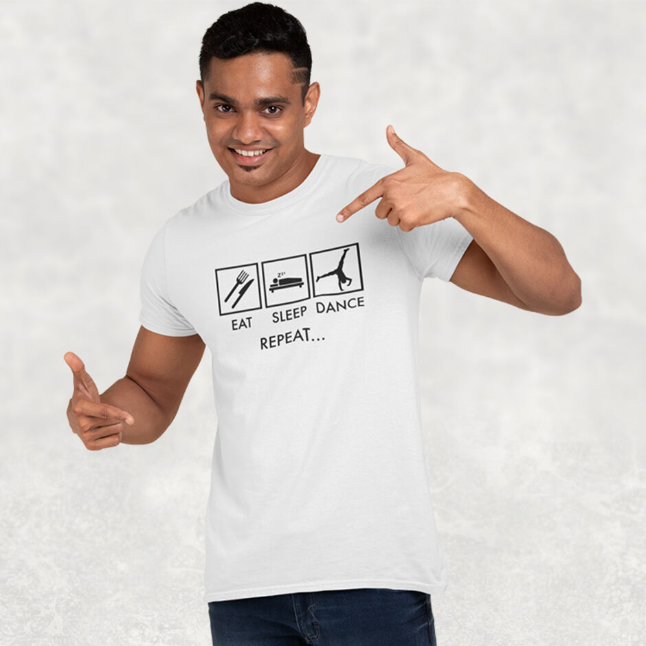Eat-Sleep-Dance-Repeat-Short-Sleeve-Male-White-T-Shirt