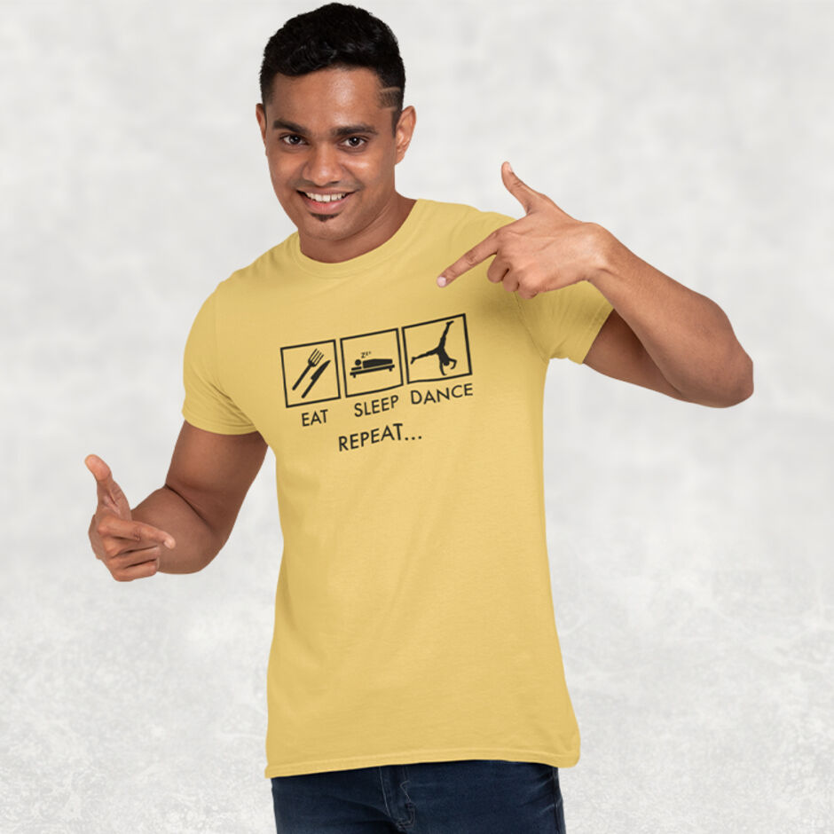 Eat-Sleep-Dance-Repeat-Short-Sleeve-Male-Yellow-T-Shirt