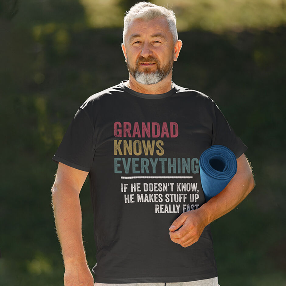 Grandad-Knows-Everything-If-He-Doesnt-Know-He-Makes-Stuff-Up-Really-Fast-Short-Sleeve-Black-T-Shirt