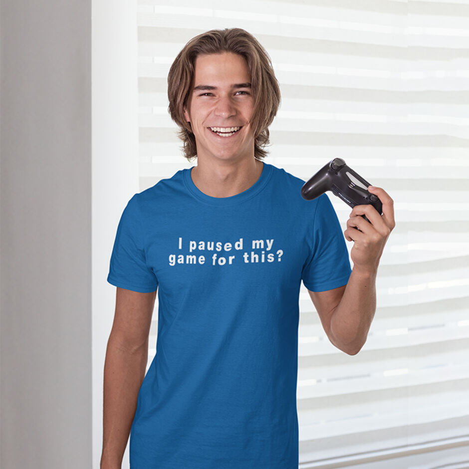 I-Paused-My-Game-For-This-Male-Short-Sleeve-Royal-Blue-T-Shirt