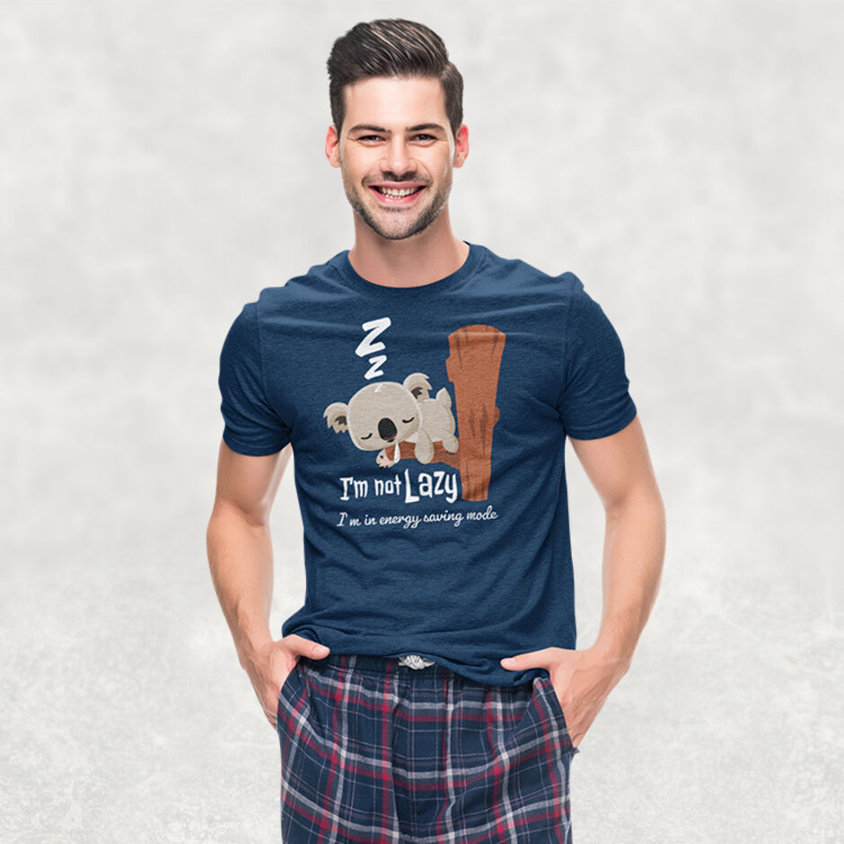 I'm-Not-Lazy-I'm-In-Energy-Saving-Mode--Male-Adult-Short-Sleeve-Navy-T-Shirt